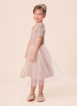 Vestido Tricot Tranças Saia Tule