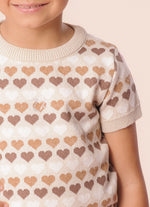 Blusa Tricot Multi Corações Manga Curta