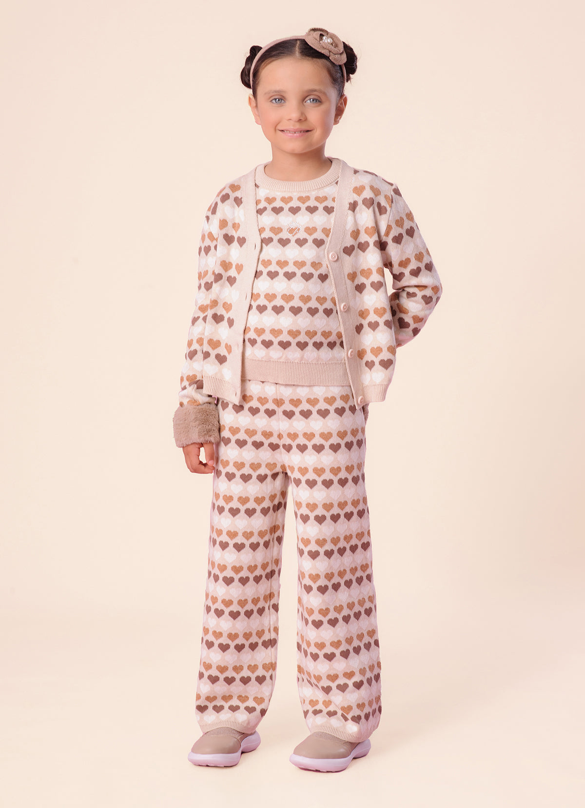 Calça Tricot Reta Multi Corações
