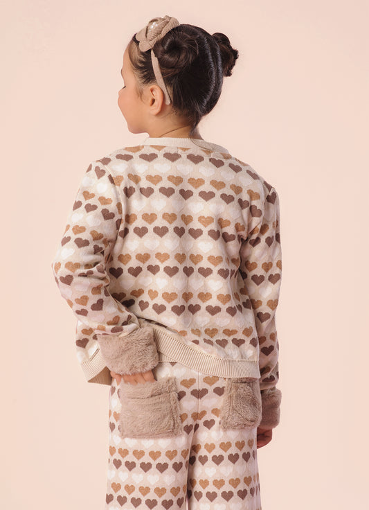 Calça Tricot Reta Multi Corações Calça Tricot Reta Multi Corações