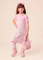 Vestido Tricot Canelado Saia Jacquard Floral