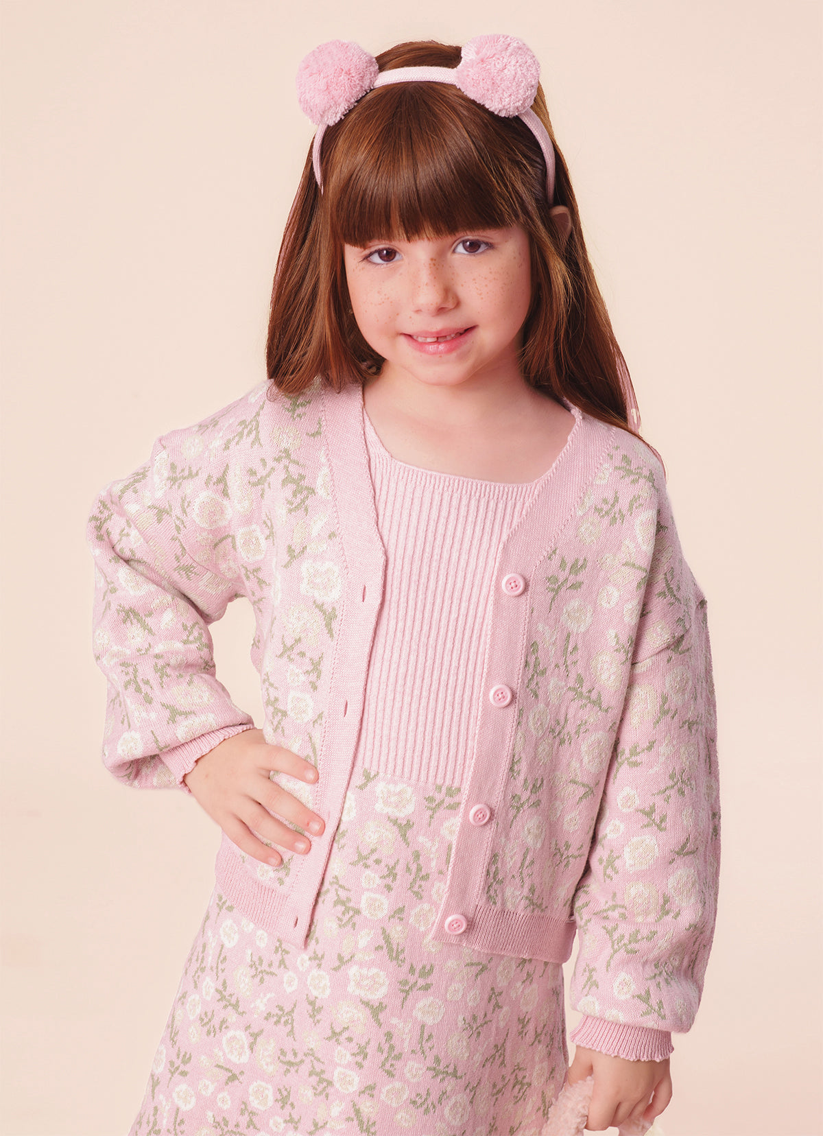 Casaco Tricot Jacquard Floral