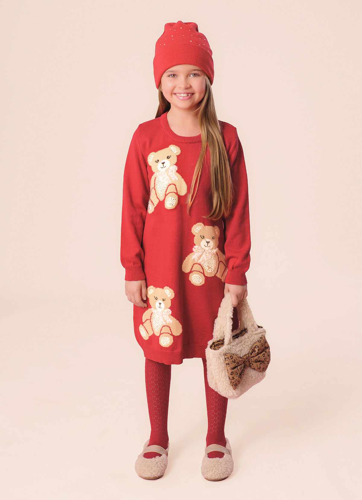 Vestido Tricot Ursinhas Cristais