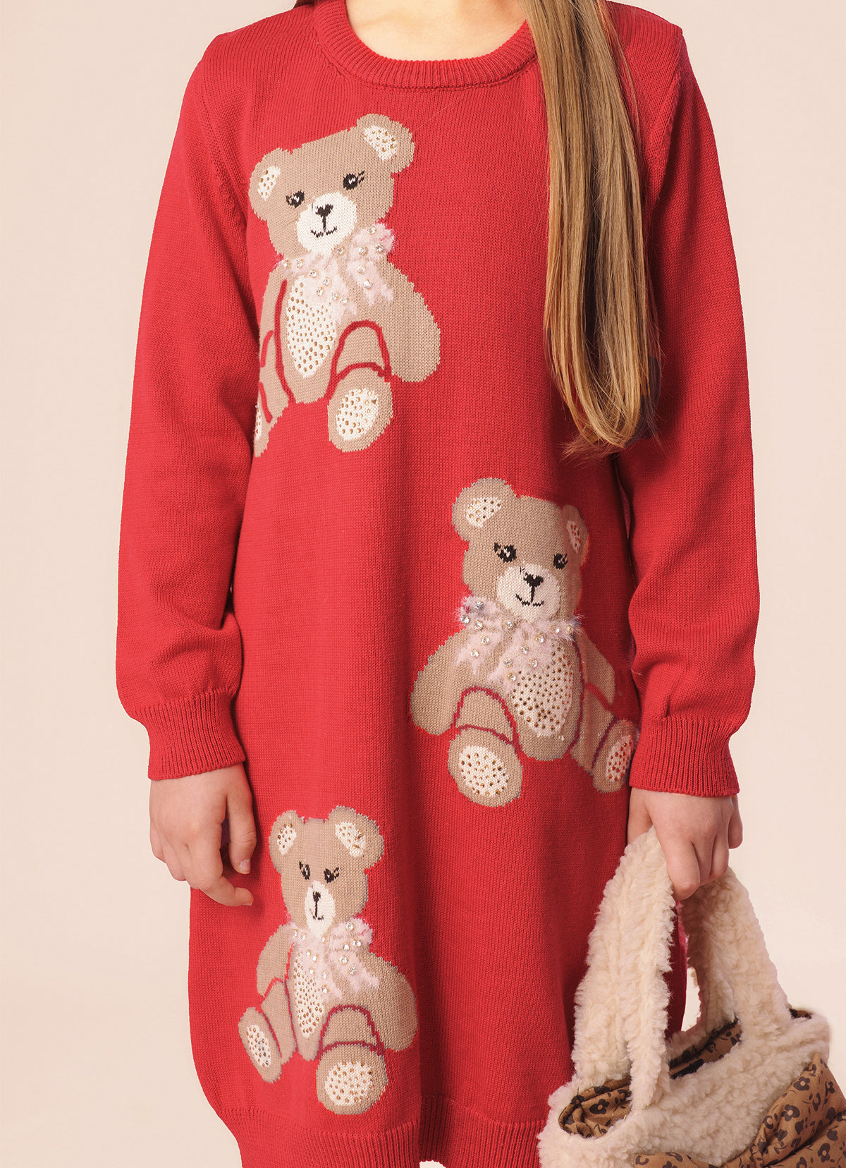 Vestido Tricot Ursinhas Cristais