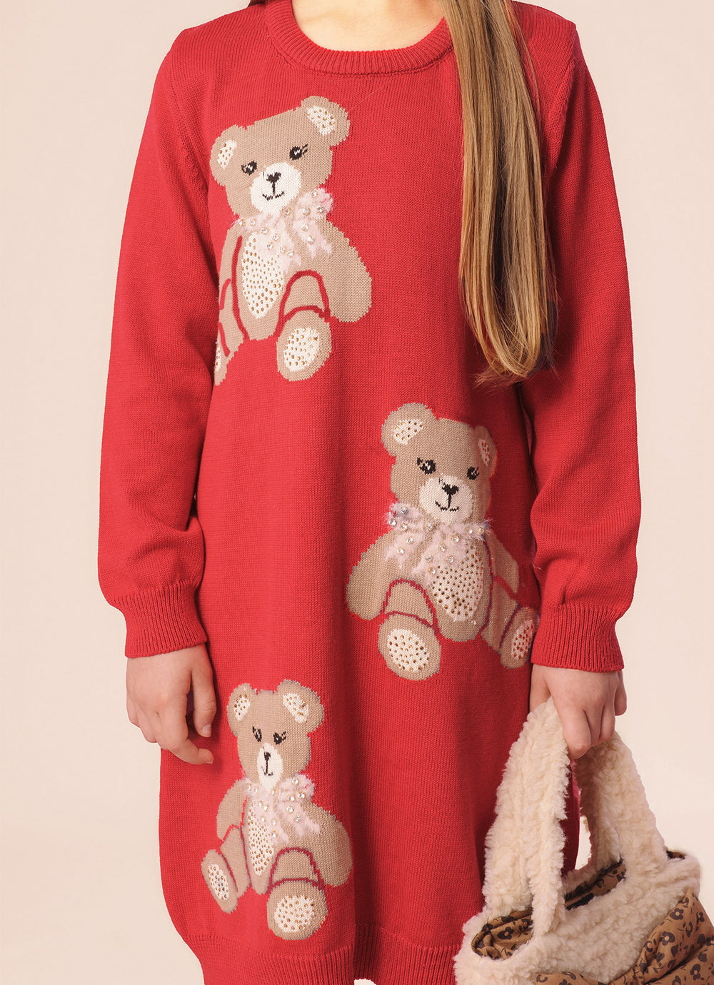 Vestido Tricot Ursinhas Cristais