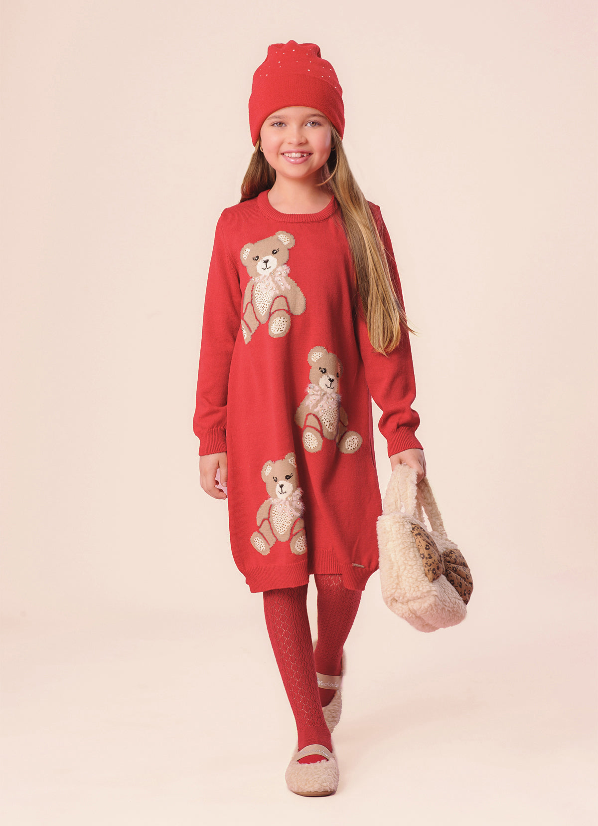 Vestido Tricot Ursinhas Cristais