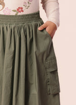 Saia Short Midi Tricoline Bolsos
