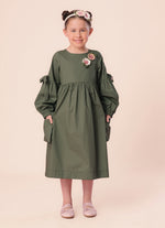 Vestido Tricoline Flores Crochê