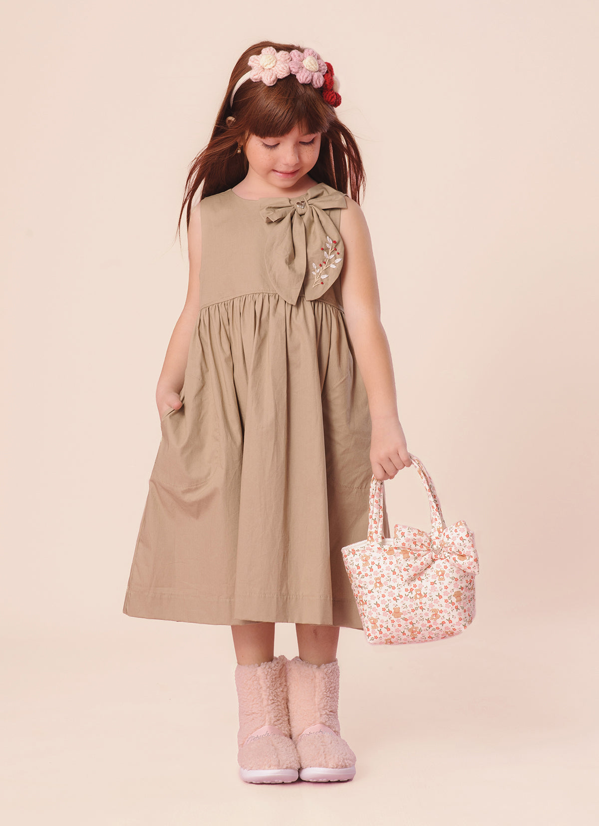 Vestido Tricoline Maxi Laço Bordado