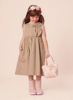 Vestido Tricoline Maxi Laço Bordado