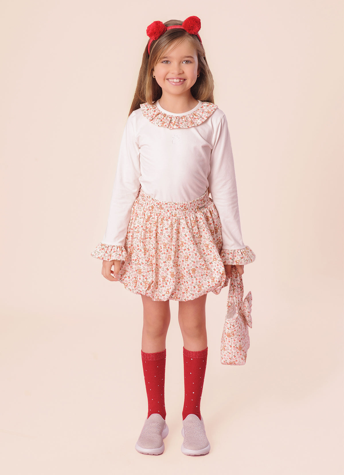 Saia Short Balonê Algodão Estampa Liberty