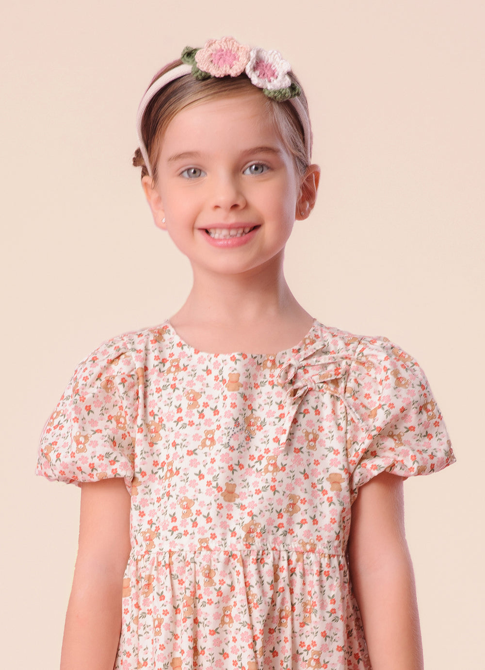 Vestido Balonê Algodão Estampa Liberty Laço