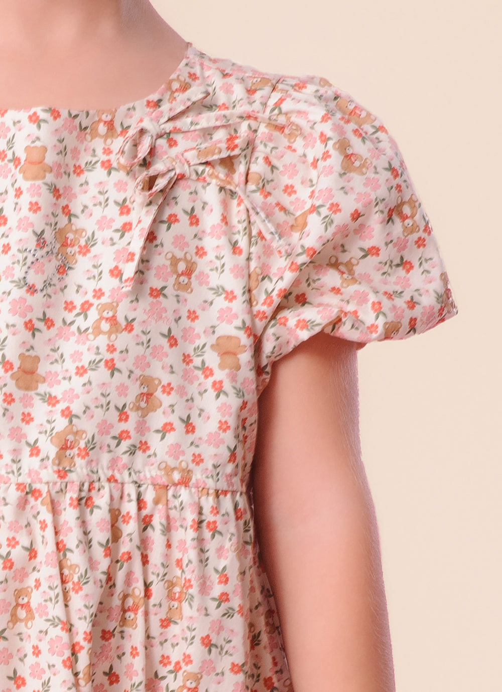Vestido Balonê Algodão Estampa Liberty Laço