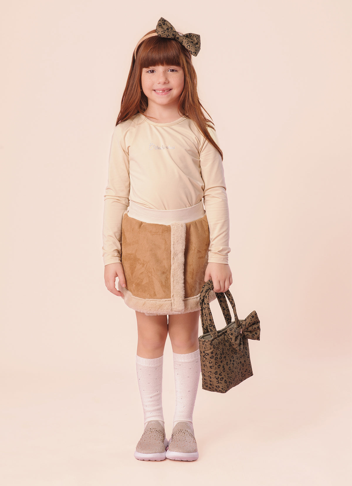 Saia Short Pele Com Suede