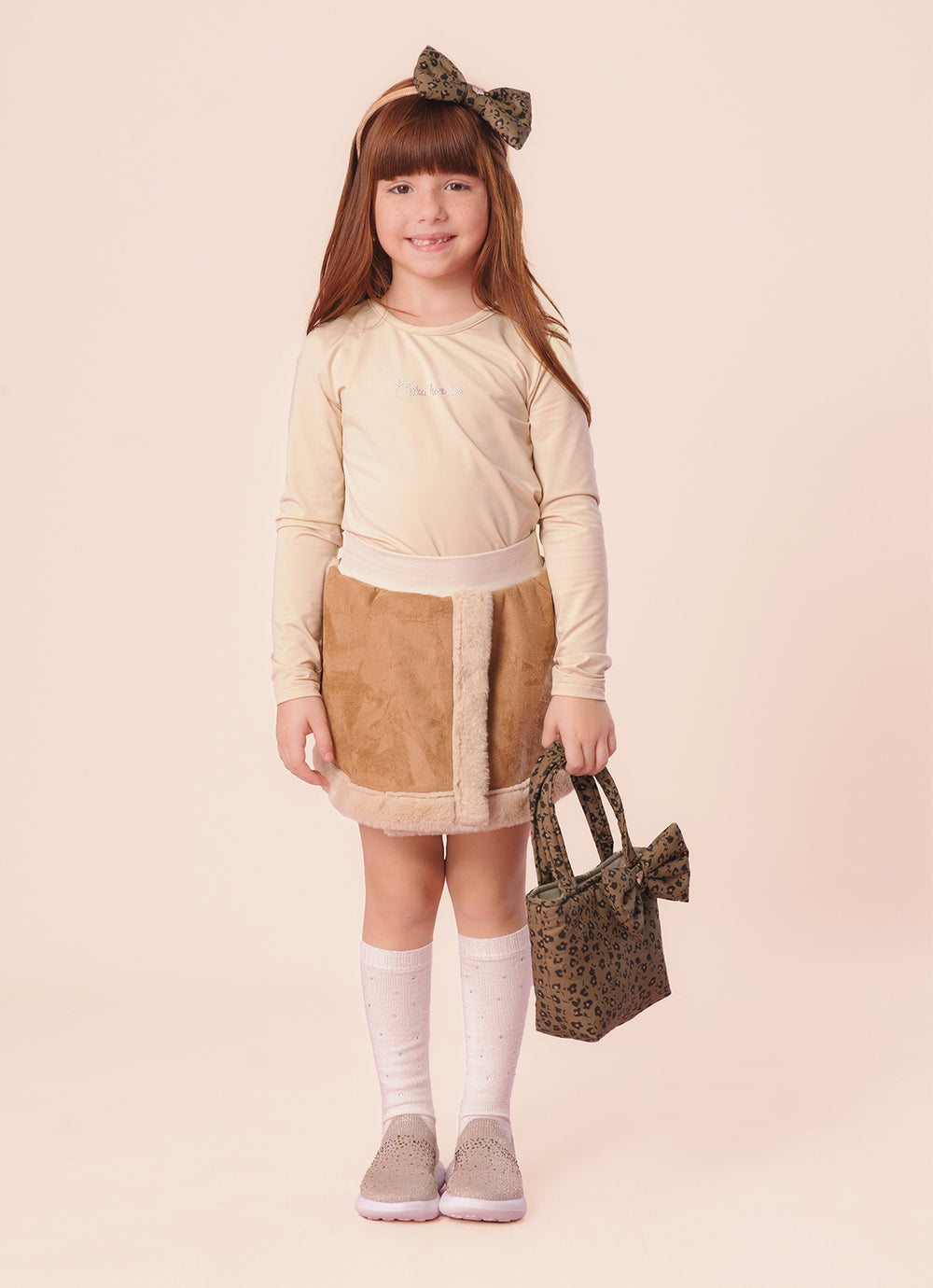 Saia Short Pele Com Suede