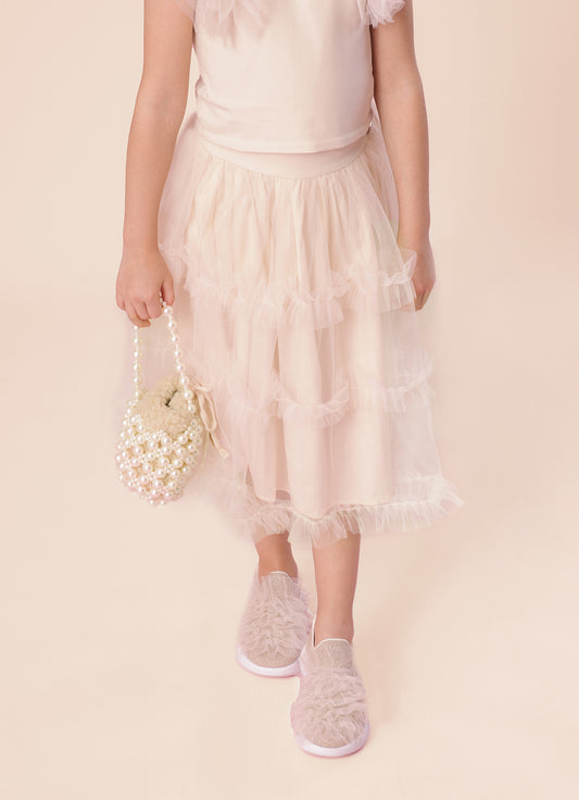 Saia Short Midi Babados Tule Saia Short Midi Babados Tule