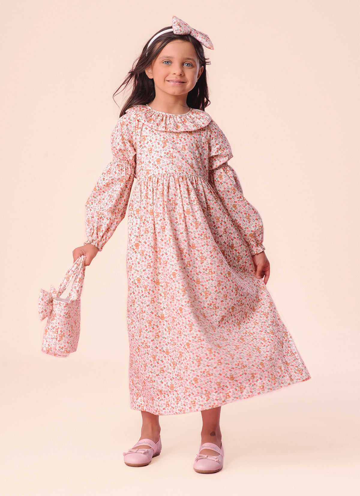 Vestido Midi Algodão Estampa Liberty