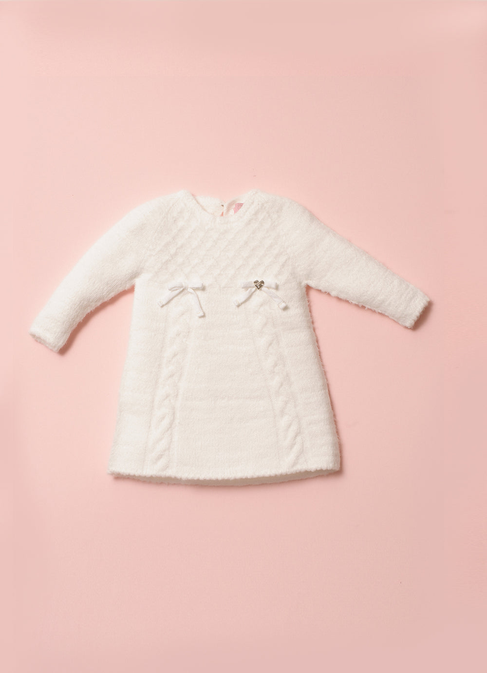 Vestido Tricot Sem Costura Fio Fofinho Laços