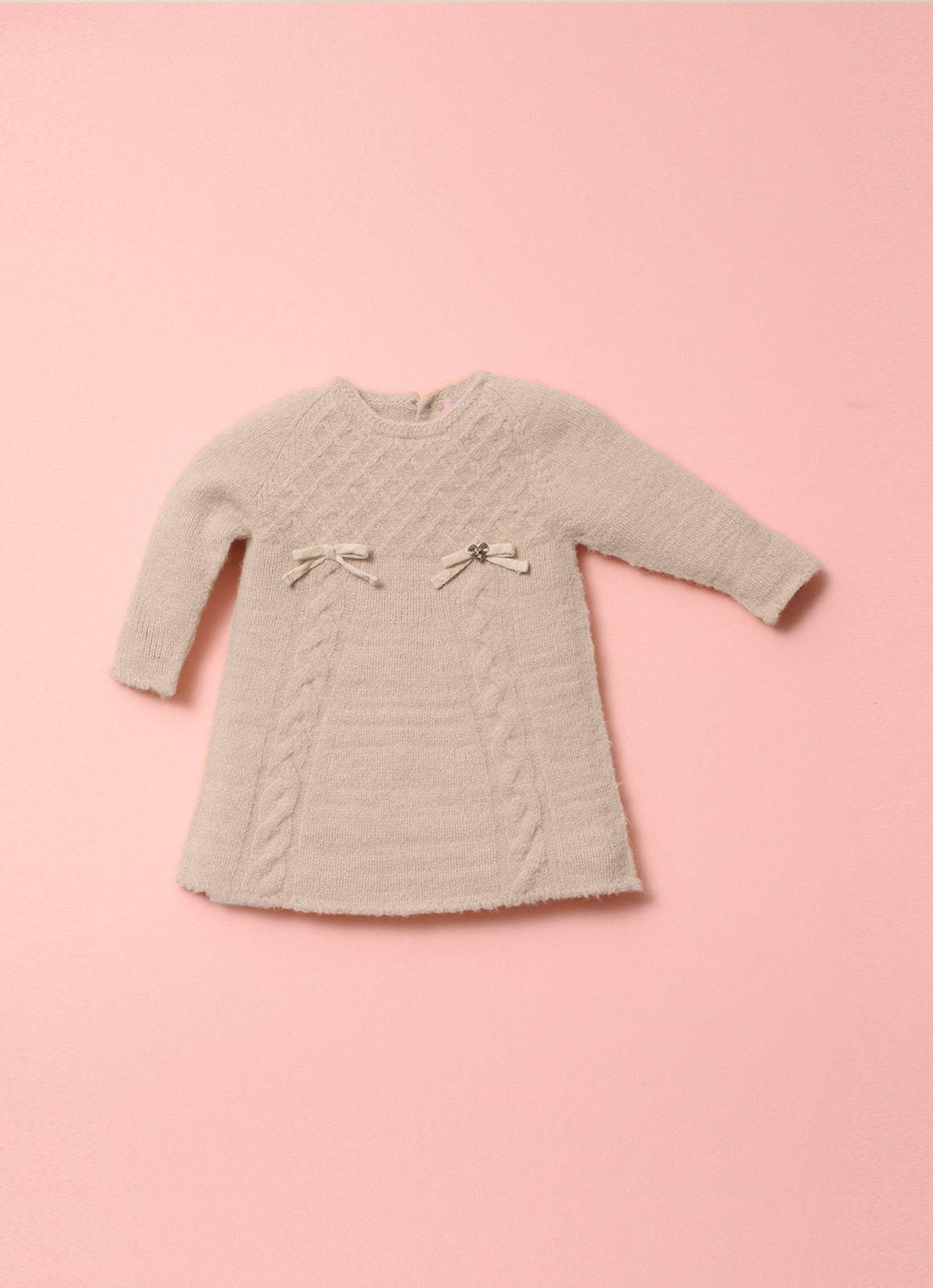Vestido Tricot Sem Costura Fio Fofinho Laços