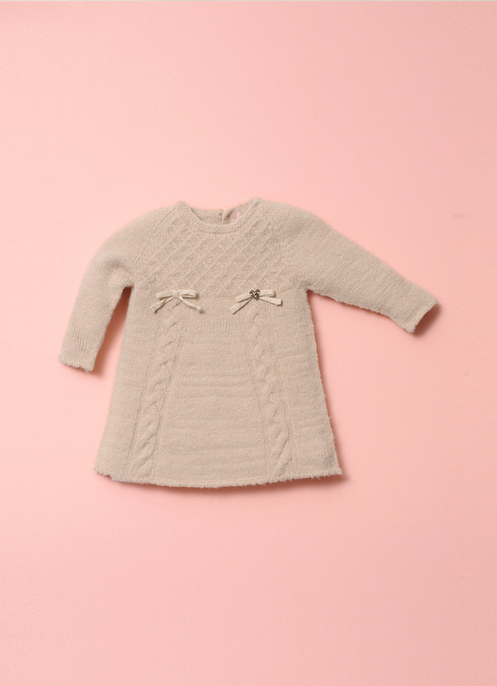 Vestido Tricot Sem Costura Fio Fofinho Laços