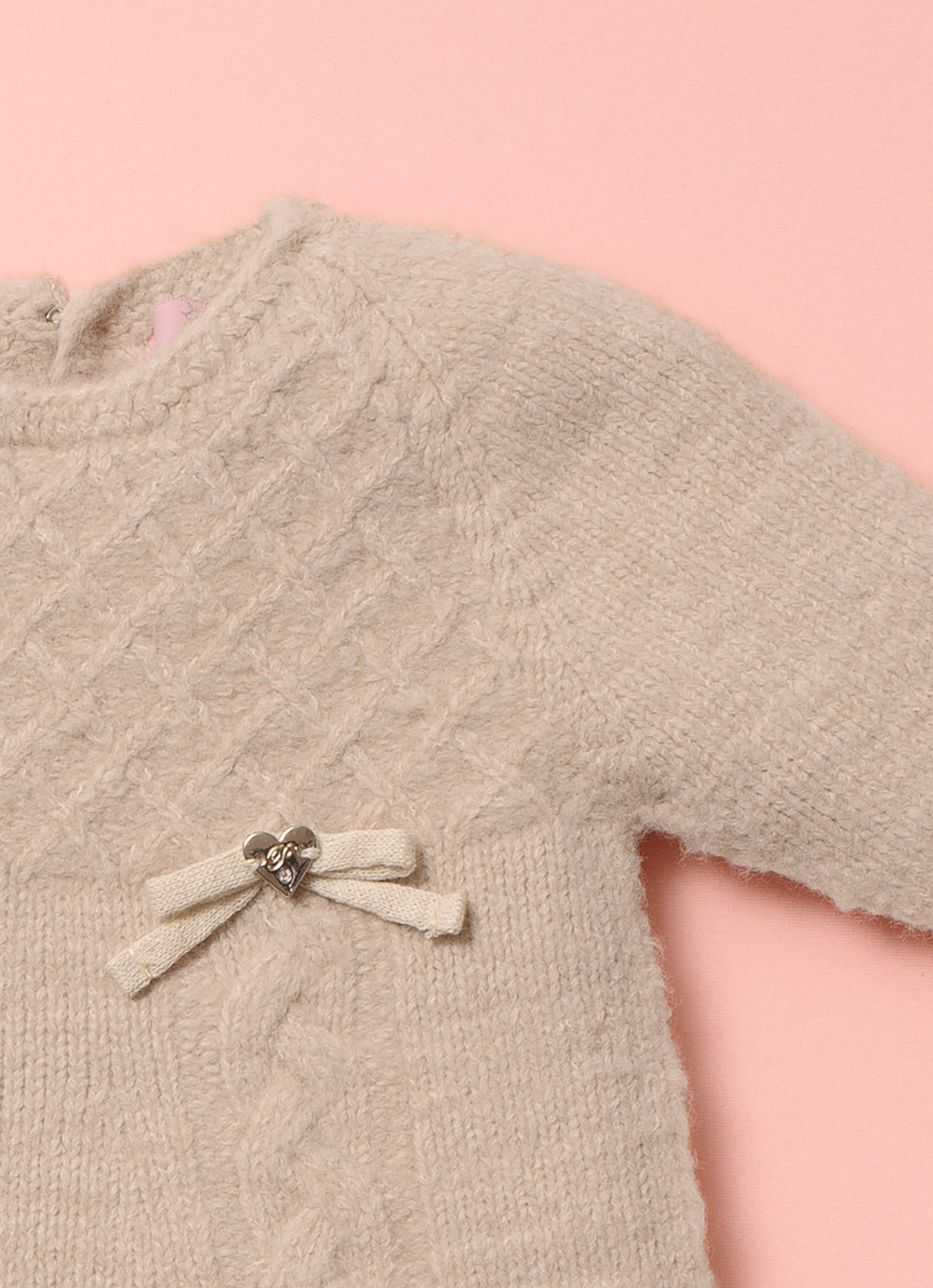 Vestido Tricot Sem Costura Fio Fofinho Laços