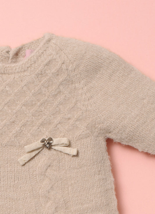 Vestido Tricot Sem Costura Fio Fofinho Laços Vestido Tricot Sem Costura Fio Fofinho Laços