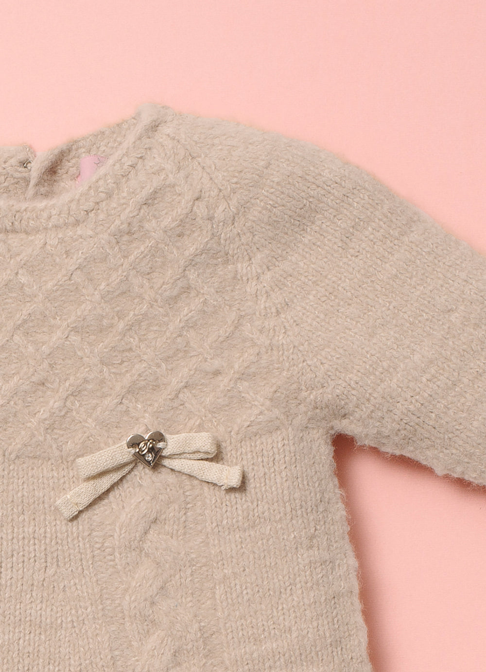 Vestido Tricot Sem Costura Fio Fofinho Laços