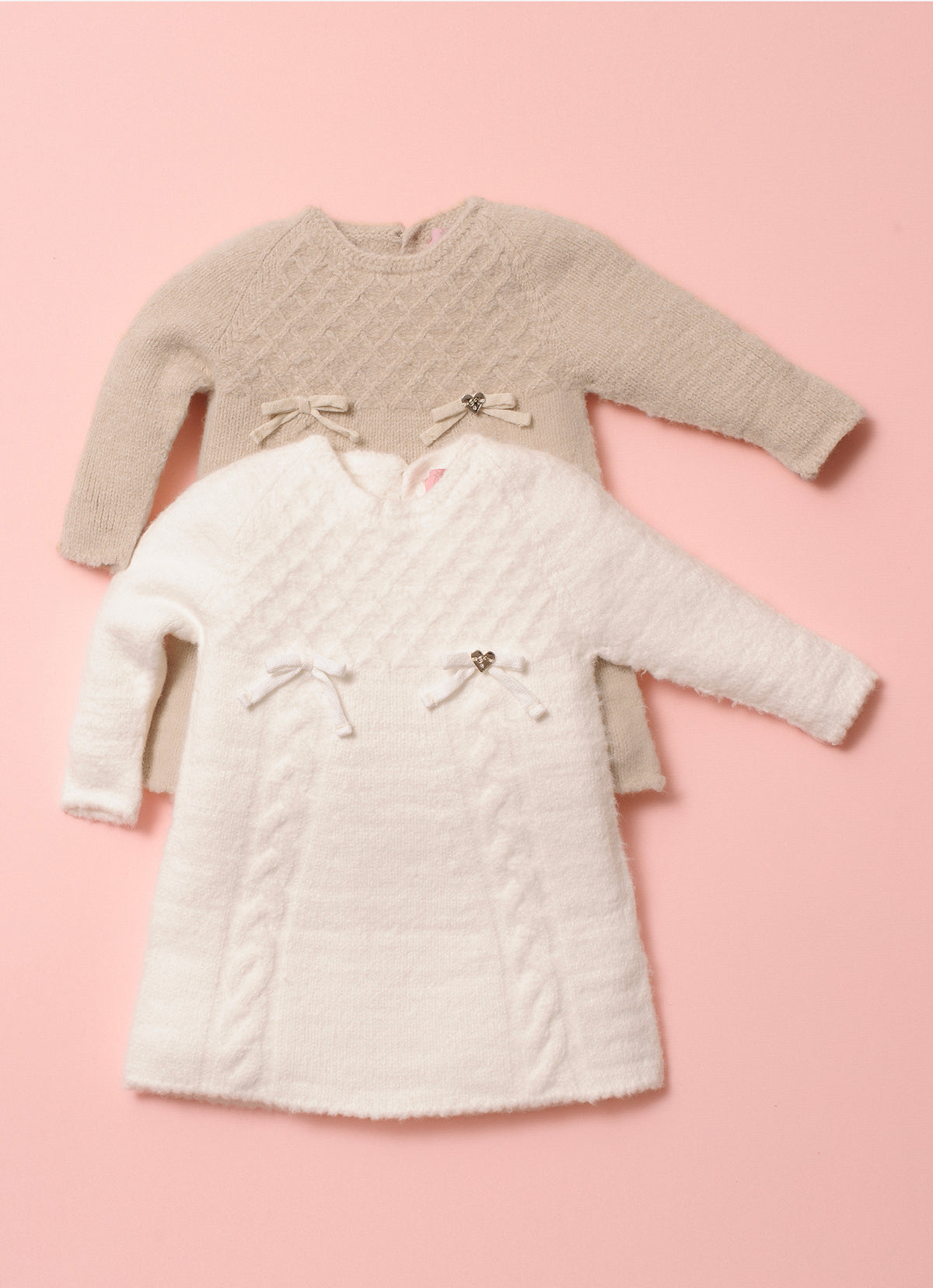 Vestido Tricot Sem Costura Fio Fofinho Laços