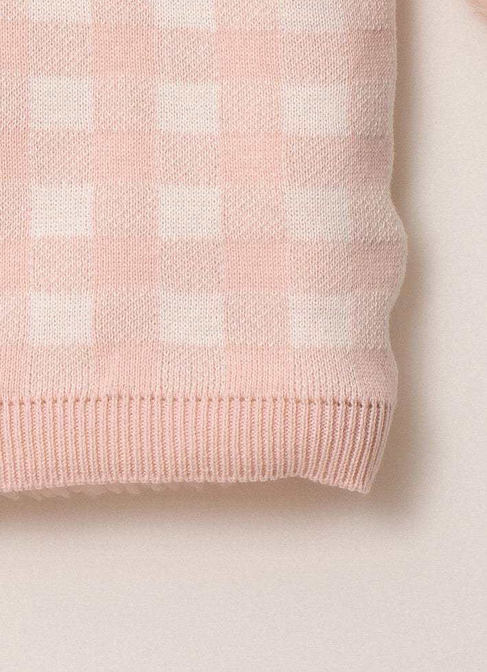 Maxi Casaco Tricot Xadrez Forro Pele Carneirinho Pmini