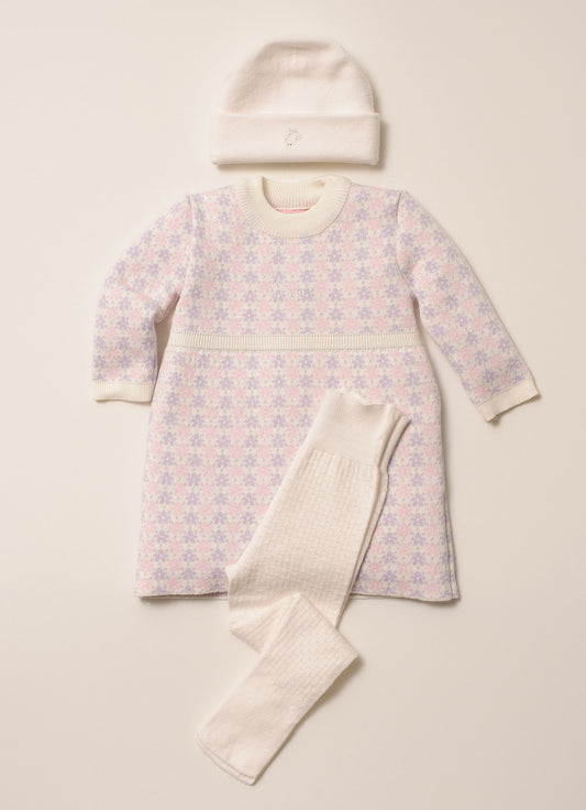 Vestido Tricot Jacquard Mini Flores Pmini Vestido Tricot Jacquard Mini Flores Pmini