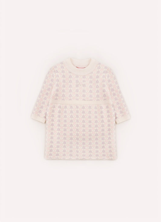 Vestido Tricot Jacquard Mini Flores Pmini Vestido Tricot Jacquard Mini Flores Pmini