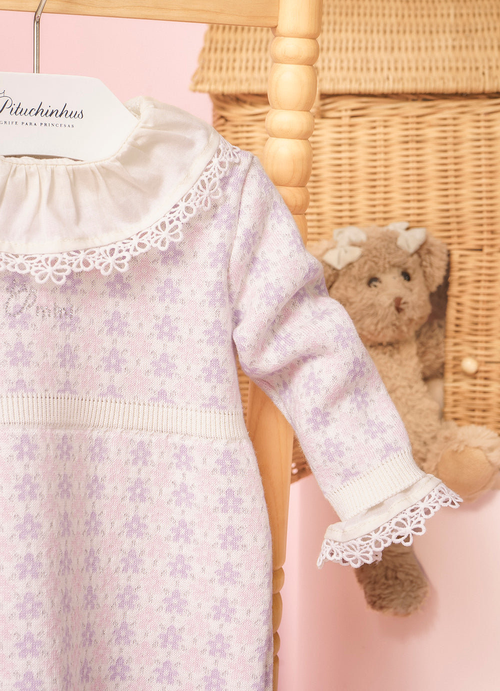 Vestido Tricot Jacquard Mini Flores Pmini