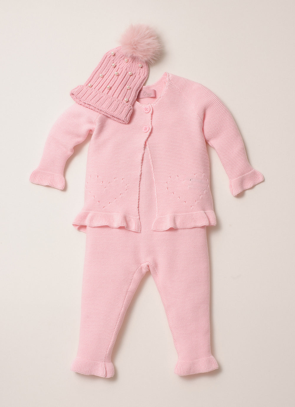 Casaqueto Tricot Ponto Arroz Corações Pmini
