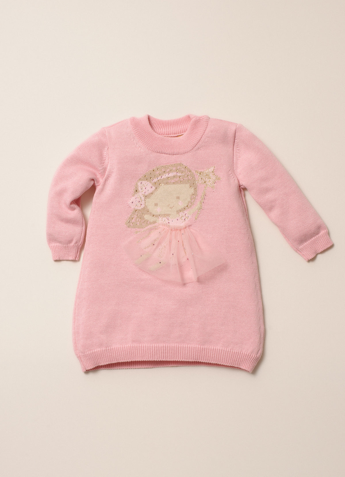 Vestido Tricot Fadinha Saia Tule Pmini