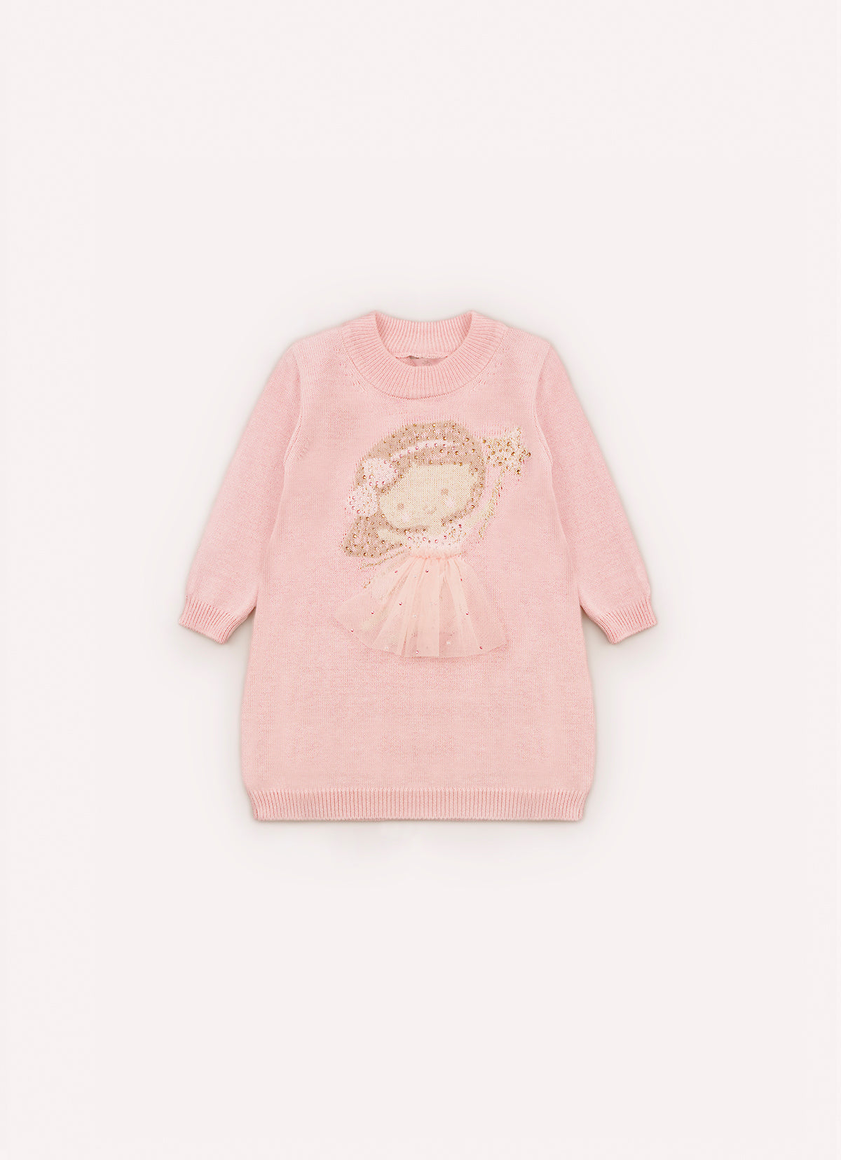 Vestido Tricot Fadinha Saia Tule Pmini