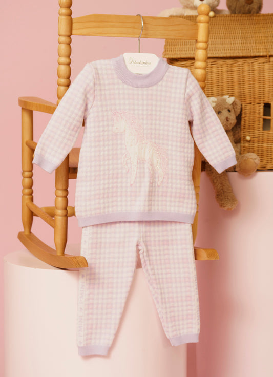 Conjunto Tricot Xadrez Unicórnio Cristal Conjunto Tricot Xadrez Unicórnio Cristal