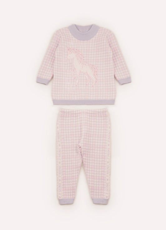 Conjunto Tricot Xadrez Unicórnio Cristal Conjunto Tricot Xadrez Unicórnio Cristal