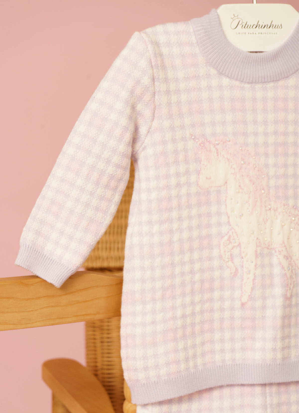 Conj Tricot Xadrez Unicórnio Cristal