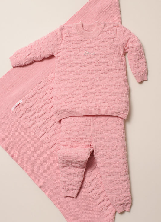 Conjunto Tricot Multi Flores Blusa, Calça e Manta Pmini Conjunto Tricot Multi Flores Blusa, Calça e Manta Pmini