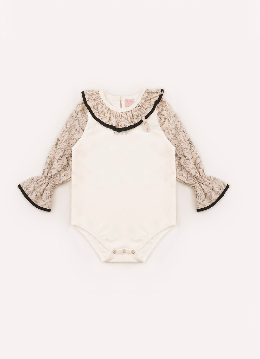 Body Cotton Manga e Gola Algodão Estampa Toile Pmini