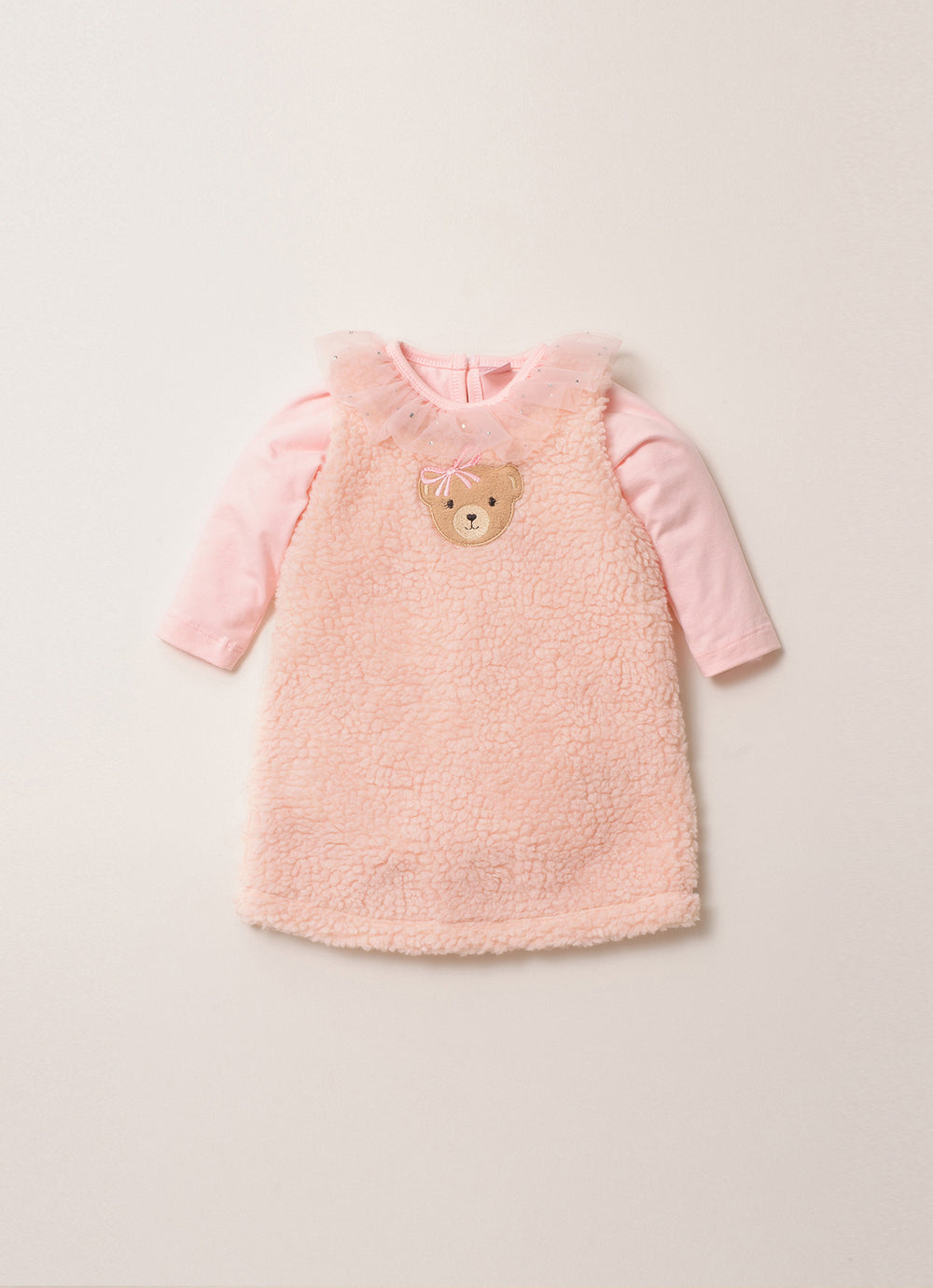 Vestido Pele Carneirinho Patche Ursinha