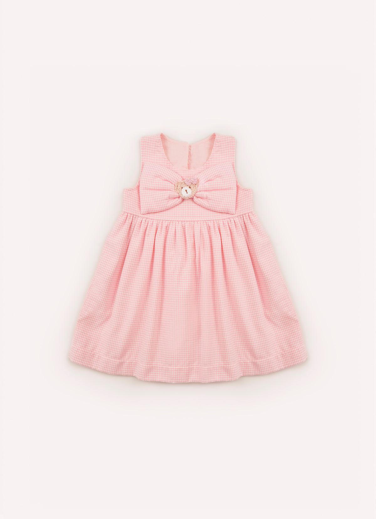 Vestido Flanela Xadrez Maxi Laço Puffer Ursa Crochê
