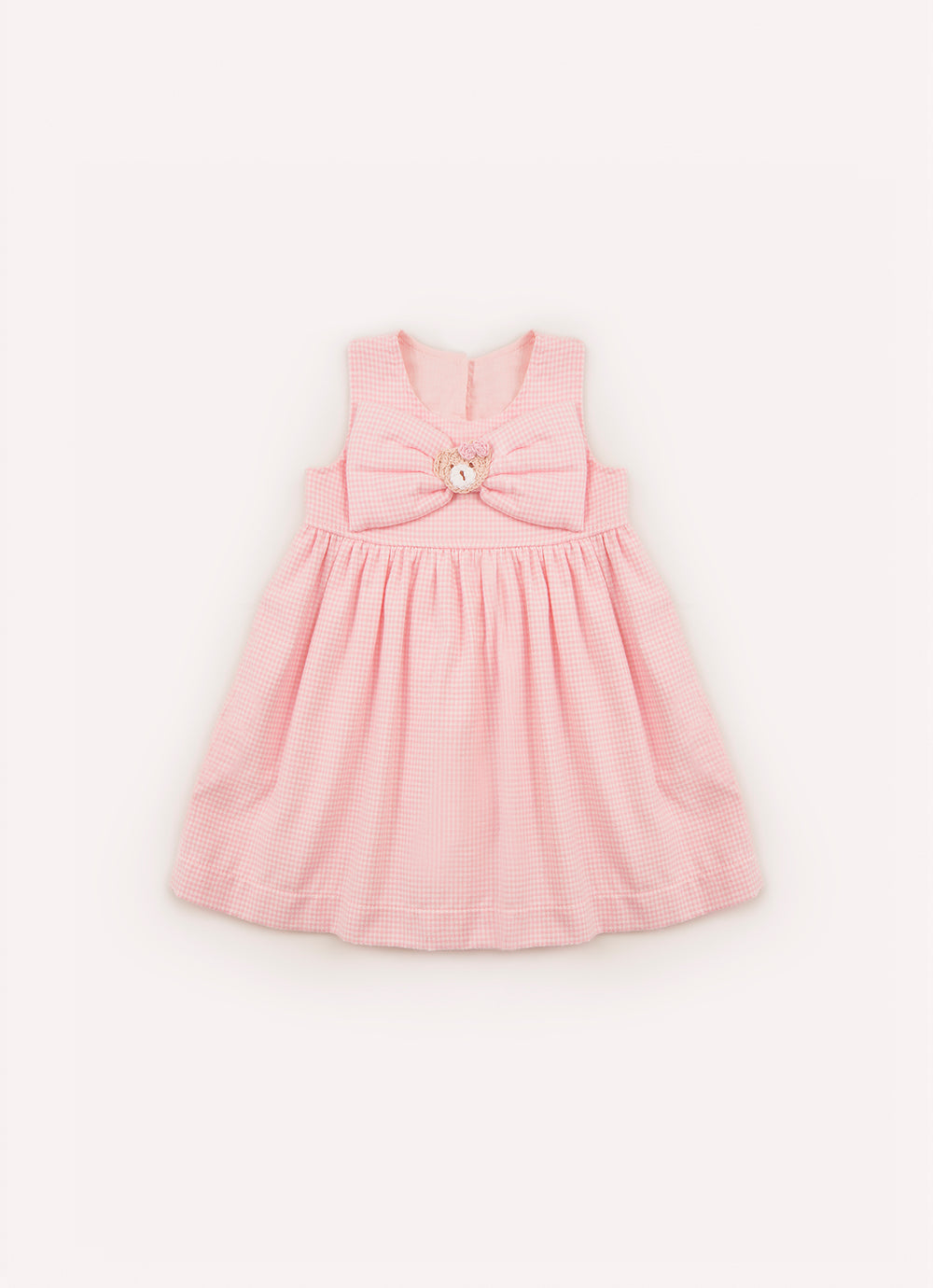 Vestido Flanela Xadrez Maxi Laço Puffer Ursa Crochê