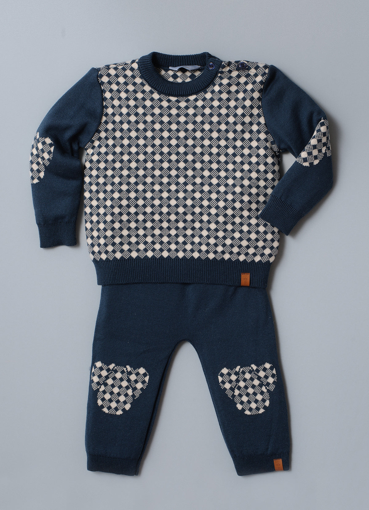 Conjunto Tricot Xadrez Diagonal Contorno Cachorro For Boys