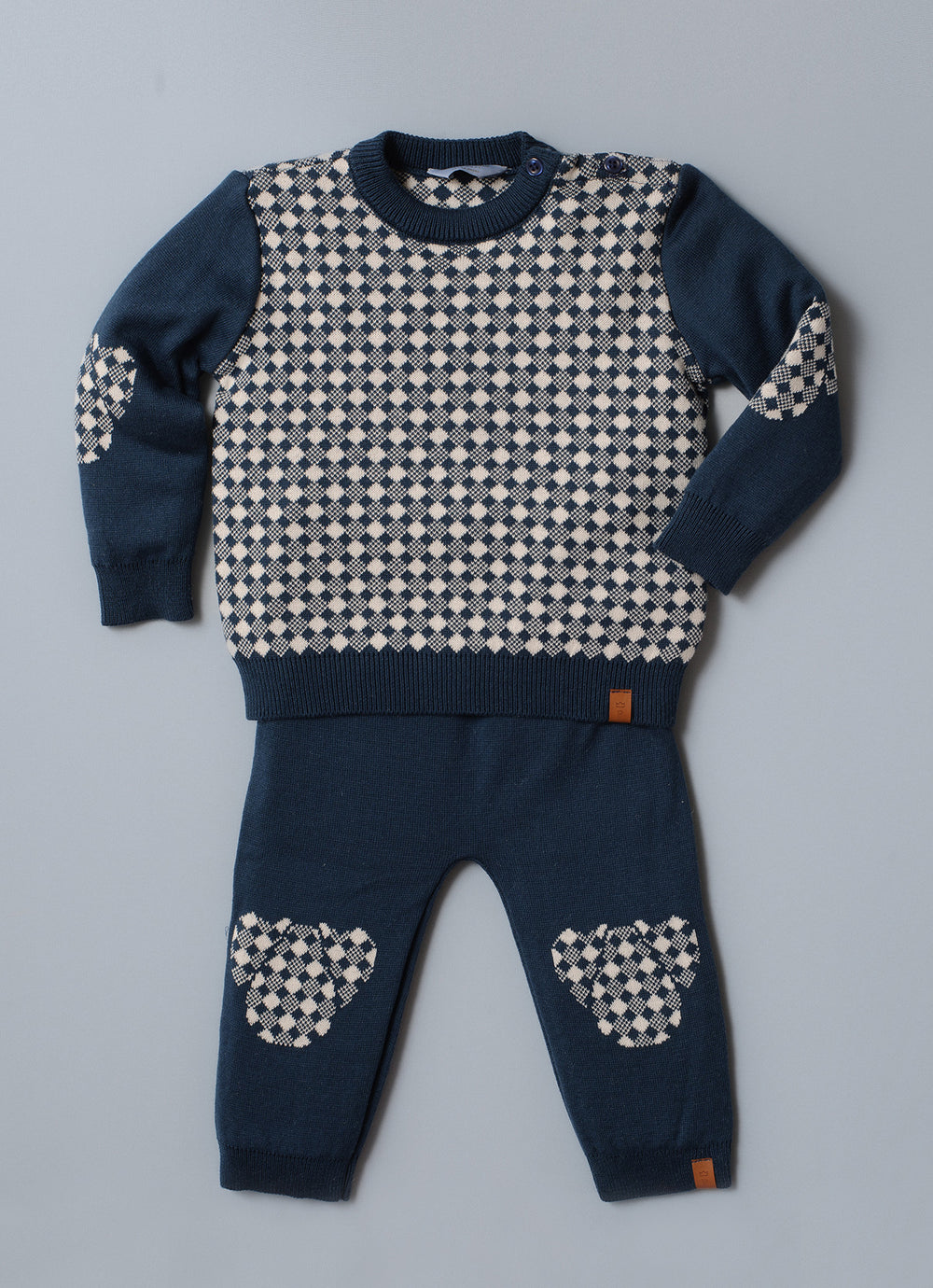 Conjunto Tricot Xadrez Diagonal Contorno Cachorro For Boys