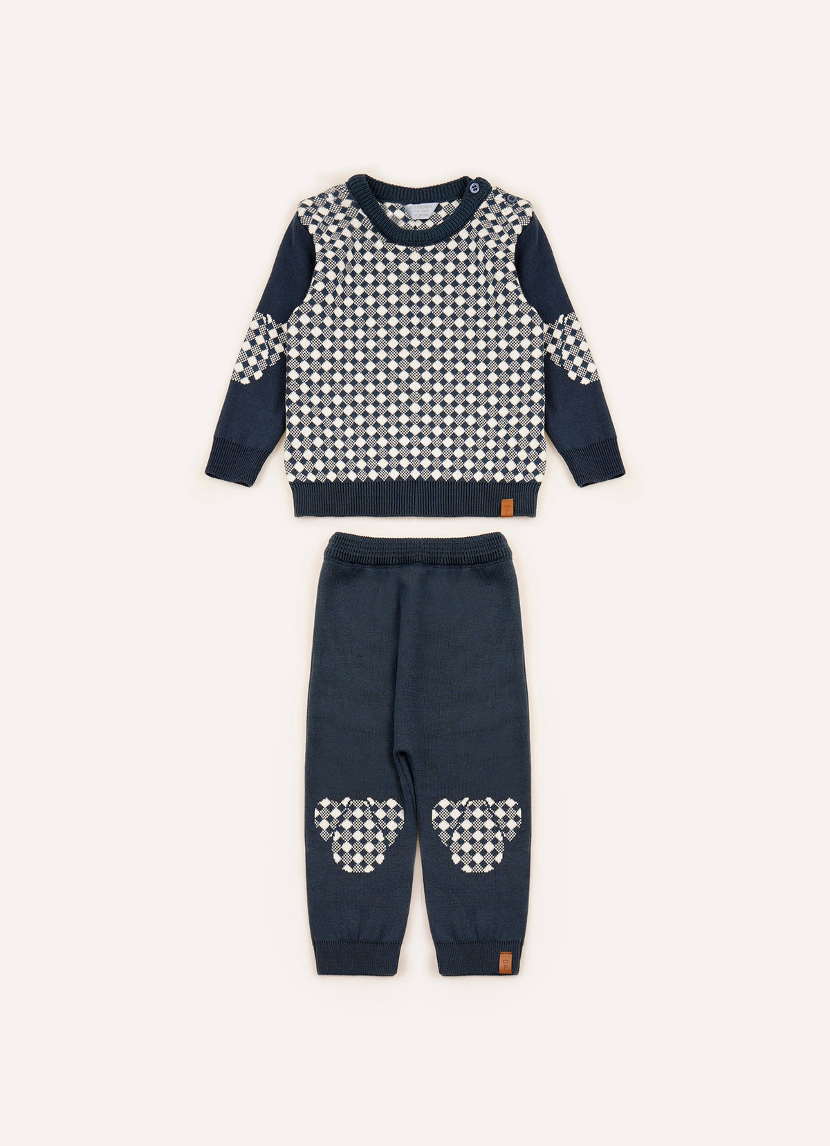 Conjunto Tricot Xadrez Diagonal Contorno Cachorro For Boys