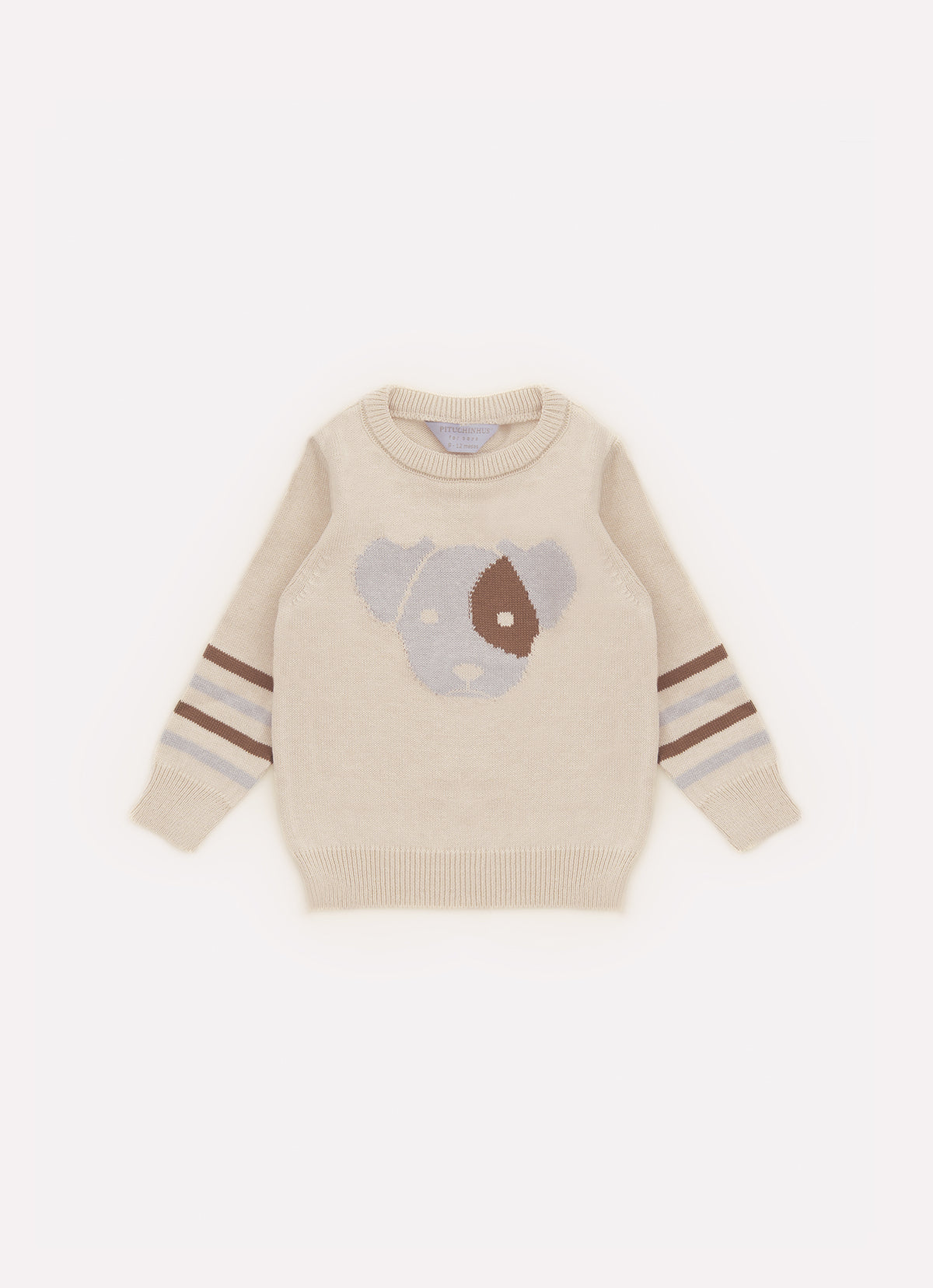 Blusa Tricot Cachorrinho Detalhe Listra For Boys