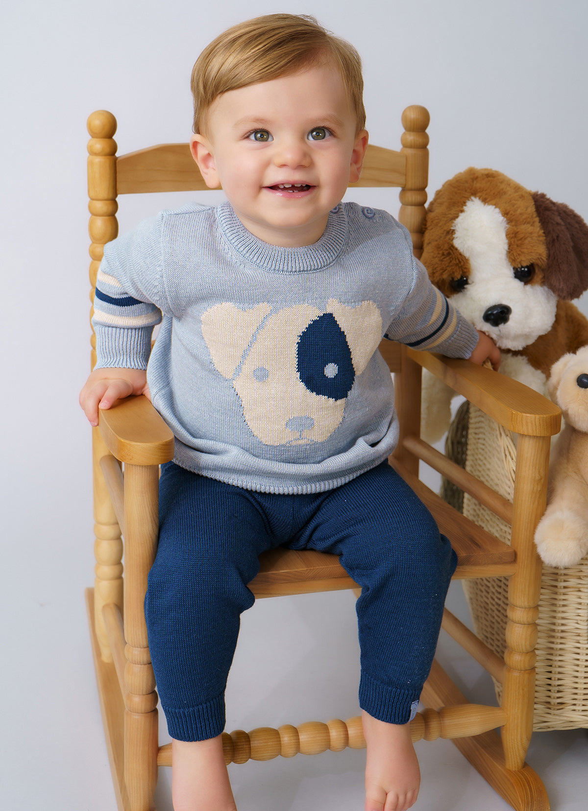 Blusa Tricot Cachorrinho Detalhe Listra For Boys