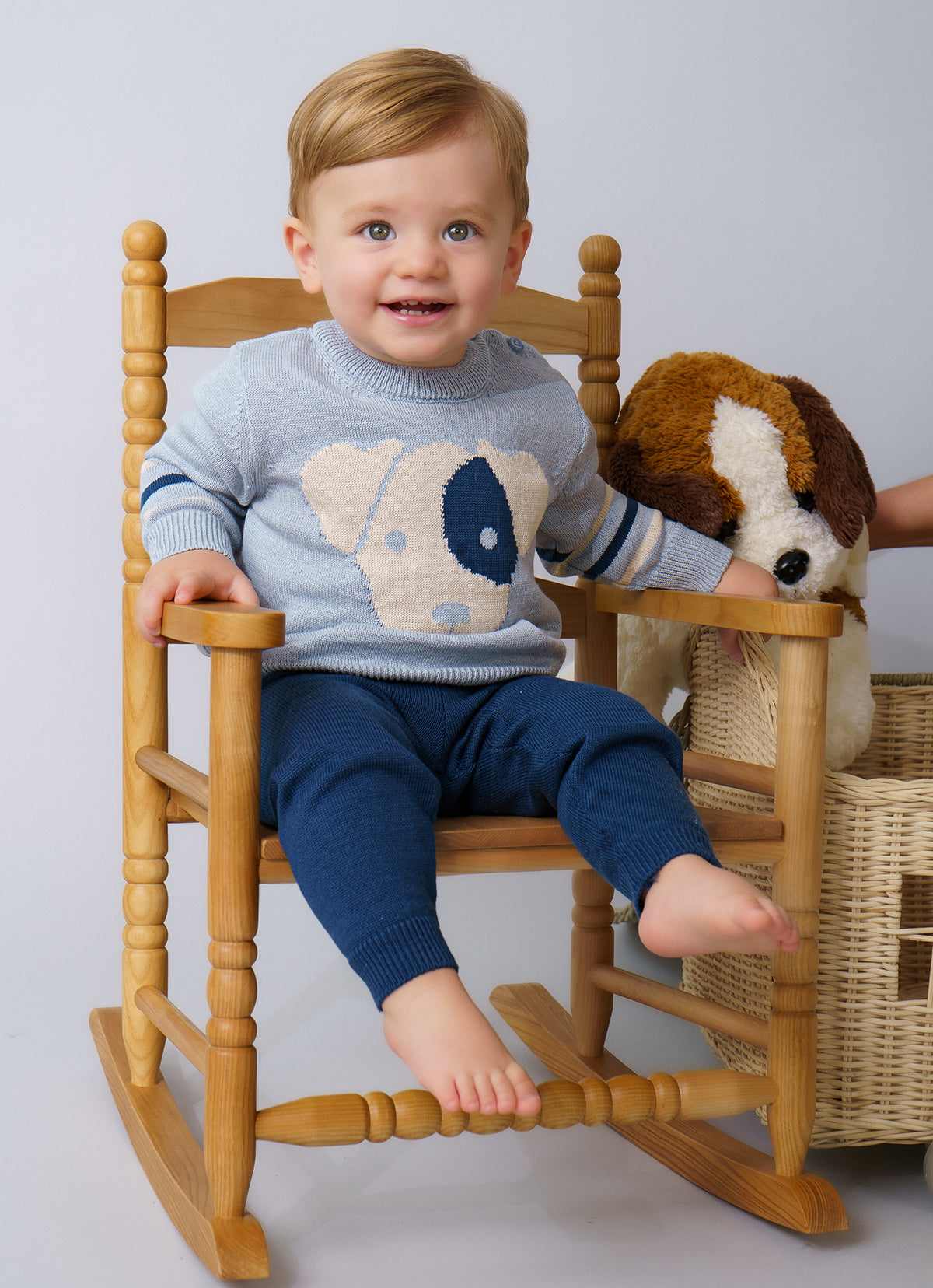 Blusa Tricot Cachorrinho Detalhe Listra For Boys