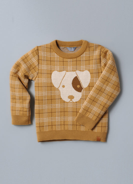 Blusa Tricot Maxi Xadrez Jacquard Cachorro For Boys Blusa Tricot Maxi Xadrez Jacquard Cachorro For Boys